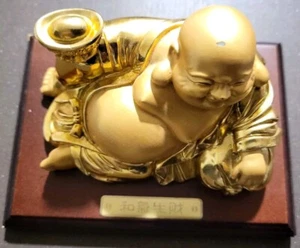 Laughing Buddha Statue Fenshui Ornament Lucky Wealth Desk Figure Gift Sculpture - Picture 1 of 2
