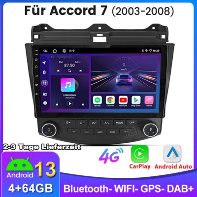 4+64G Android 13 Für Honda Accord 7 2003-2007 Autoradio GPS NAVI WIFI Carplay 4G - Bild 1 von 4