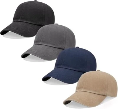 平底可调节军用纯色水洗棉 Polo 风格棒球帽爸爸帽 — 第 1/4 张图片