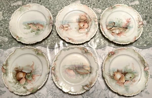 Antique Rosenthal Monbijou 8" Porcelain Seashell Scalloped Plates Set of 6 - Picture 1 of 18