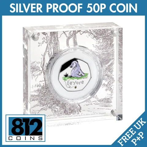 Eeyore 2022 Silver Proof 50p Winnie The Pooh & Friends Queen Elizabeth IN STOCK Cover