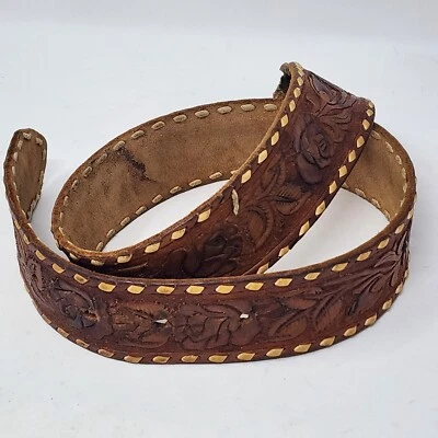 Cinturón de cuero Western Tooled punto látigo rosa NANCY vaquera talla 28 hecho a mano Foto 1 de 4