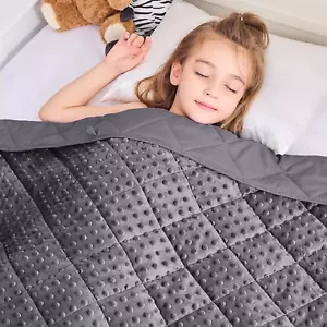 Weighted Blanket Kids 5 Lb Grey Warm Weighted Throw Blanket Minky Plush Heavy Bl - Picture 1 of 7