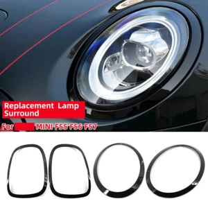 Glossy Black Headlight Cover Ring &Rear Light Trims Fits MINI Cooper F55 F56 F57 - Picture 1 of 10