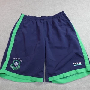 Polo Sport Shorts Large Blue Solid PRFC Football Club Embroidered Drawstring - Picture 1 of 14