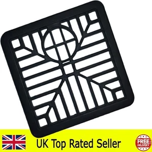 Drain Cover 6” SQUARE 150mm Black Plastic Grate Gulley Grid Leaf Guard Gutter  - Picture 1 of 8