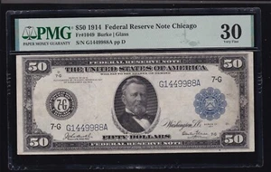US 1914 $50 FRN Chicago District Note Burke/Glass FR 1049 PMG 30 VF (988) - Picture 1 of 2