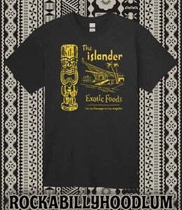 Camiseta Retro Tiki Art Camiseta Polinesia Taza Ron The Islander Alimentos Exóticos CA - Imagen 1 de 2