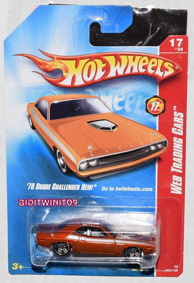 Hot Wheels 2008 Web Figurine Auto '70 Dodge Challenger Hemi Arancione - Immagine 1 di 1
