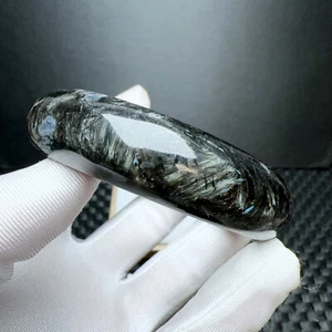 62.9mm Natural Red Garnet And Glaucophane Crystal Bangle Bracelet Handmade - Picture 1 of 6