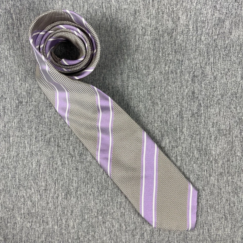 Corbata Samuelsohn 100 % seda para hombre púrpura a rayas hecha a mano hecha en Italia Foto 1 de 4