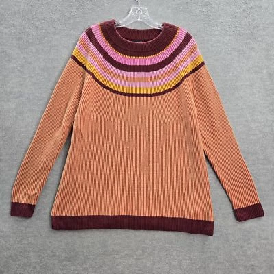 Suéter Lands' End Mujer Grande Naranja Óxido Rayas Drifter Manga Larga Foto 1 de 4