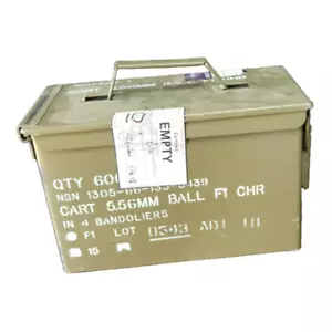 50 CAL Ammo Box Ammunition Steel Box Tool Box Ex Army Used - Heavy Duty - Picture 1 of 3