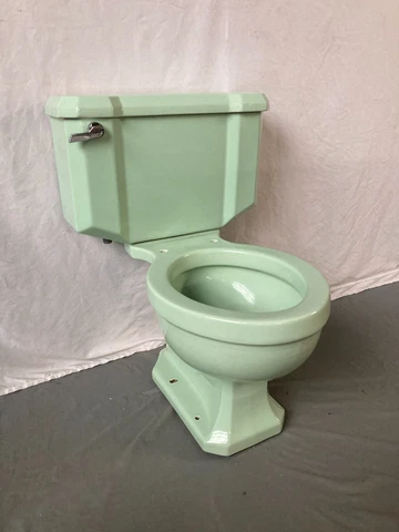 Vtg Deco Mid Century Pale Mint Jade Green Eljer Toilet Old Bath 431-23E Cover