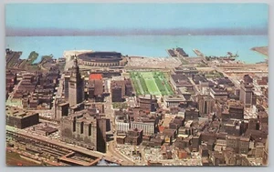 Cartolina Bird's Eye View of Downtown Cleveland Ohio OH 1958 - Foto 1 di 2