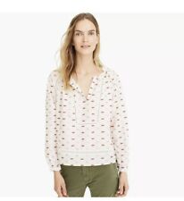 POINT SUR J.Crew NWT $89 Ruffle Neck Popover Top in Metallic Clip Dot Size Small