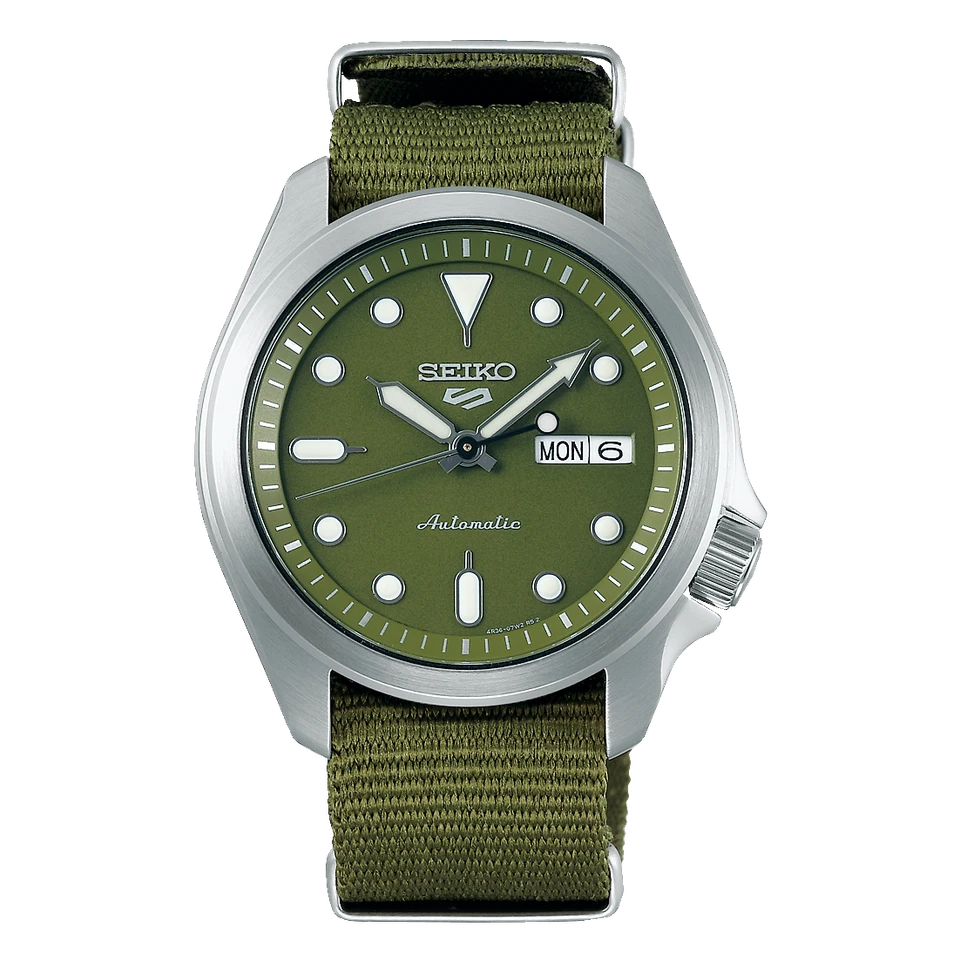 Seiko 5 Sports Green Dial Green Nylon Strap Men's Watch SRPE65K1 AU*au Foto 1 de 1