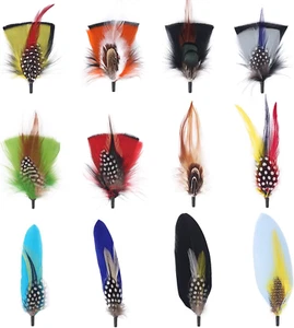 Hat Feathers 12 Pcs, Assorted Natural Feather Packs Accessories for Fedora, Cowb - Picture 1 of 12