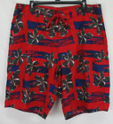 Talos Men's Red Tropical Board Shorts Size 34 Drawstring (1 Pocket). Item #A120