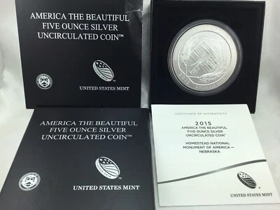 2015-P 5 oz Silver ATB Homestead National Monument of America -NE w/Box&COA - Image 1 of 4