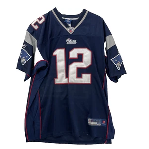 Reebok Tom Brady #12 New England Patriots Onfield Jersey 52 Blue Stitched Sewn - Picture 1 of 17