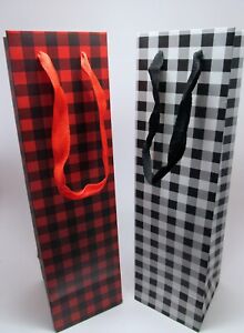 6-Pack Wine Gift Bags - Plaid Patterns