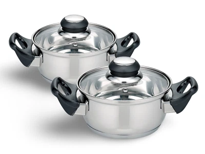 2X Olla De Acero Inoxidable "Turín" 14Cm Ollas Pequeñas Juego De Ollas 2 Piezas - Imagen 1 de 2