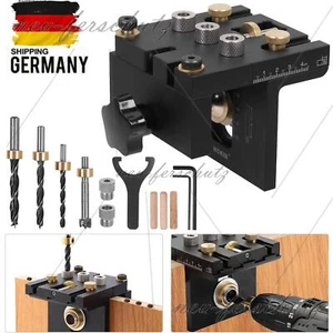 3 in 1 Holzbearbeitung Dübellehre Bohrschablone Bohrlehre Bohrloch Bohrhilfe Set - Bild 1 von 18