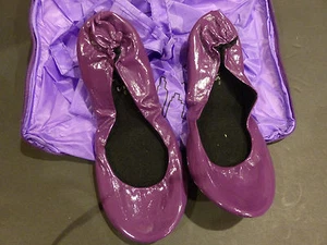 CitySlips Shoes S Flats Foldable Patent Leather Comfort Travel Case Purple 5.5-6 - Picture 1 of 6