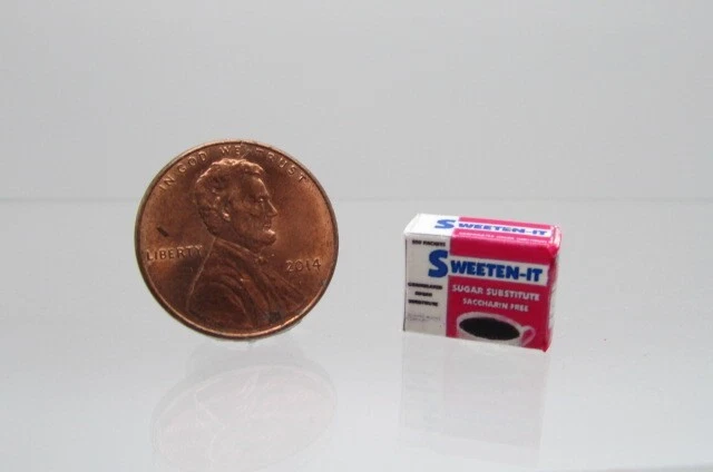 Caja de paquetes de edulcorante rosa réplica miniatura casa de muñecas HR55061 Foto 1 de 1