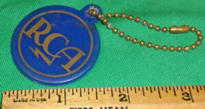 RCA Plastic Keychain Blue Fob Clean! 1 1/2 Inch (Old Logo) "BEACON USA"
