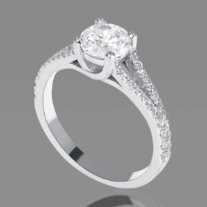 3/4 Carat F-G SI2-I1 Sparkling Diamond Engagement Ring Round Cut 18K Yellow Gold