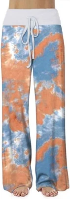 Women’s Palazzo Lounge Pants Wide Leg Comfy Stretch Drawstring Floral Print Yoga - Image 1 of 4