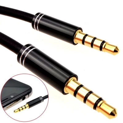 Pro 4-polig 3,5 mm Buchse Stecker Audiokabel TPE GUMMI Blei GOLD 1m [008443] - Bild 1 von 4