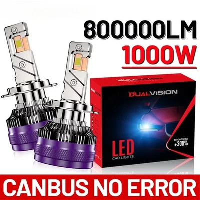 800000LM 1000W H4 H7 H11 K5C K6C H1 H3 H9 9005 9006 HB3 HB4 Led Headlight 6000K - Image 1 of 4