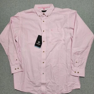 Ariat Striped Twill Button Down Shirt Prism Pink Men's XL Classic NEW 10023596 - Picture 1 of 15