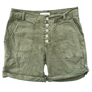 Pantalones Cortos Boho Informales Sundance Verde Algodón Pestaña Rollo Botón Mosca Talla 4 - Imagen 1 de 7