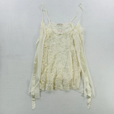 Victoria's Secret Camisole Womens Large Ivory Lace Babydoll Chiffon Lingerie NEW - Image 1 of 4