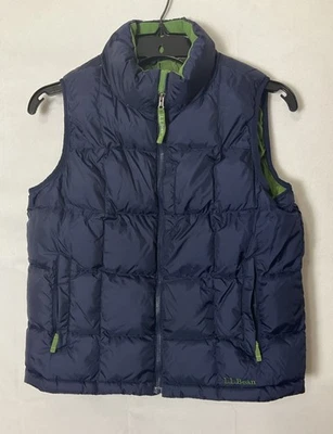 L.L. Bean Goose Down Full Zip Puffer Vest Boys Medium (10-12 )Navy Green - Image 1 of 4