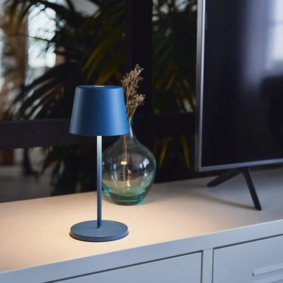 LED Akku Tischleuchte Down warmweiß 3000K Lampe Licht innen außen IP65 Blau matt - Bild 1 von 4
