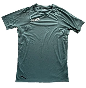 HOKA Glide Shirt Mens Small Blue Gray Rabbit Athletic Running Short Sleeve Top - Picture 1 of 14