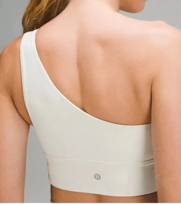 LULULEMON ALIGN ASYM RIBBED BRA C/D SHINE IVORY CREAM COLOR SIZE 6 NWT - Image 1 of 4