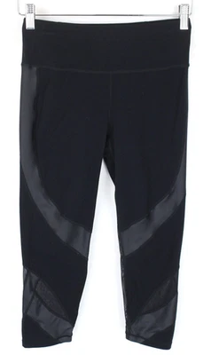 SWEATY BETTY Leggings Women's XS Stretchy Mesh Insert Activewear Capri Black - Image 1 of 4