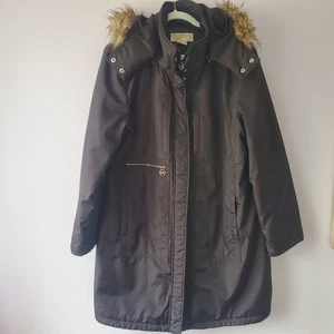 Michael Michael Kors Damen braun Parka Mantel Kunstfellbesatz abnehmbare Kapuze XL - Bild 1 von 17