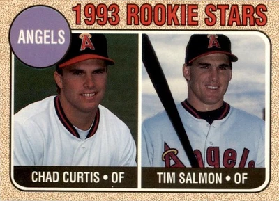 Revista de tarjetas de béisbol 1993 '68 Topps réplicas # BBC7 Chad Curtis Tim Salmon Foto 1 de 2