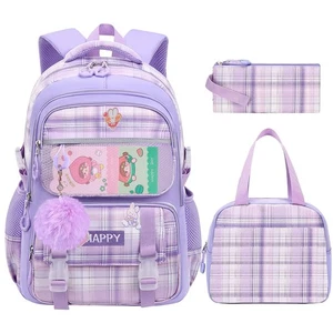 Girls Backpack with Lunch Box - Cute Plaid School Bag with Laptop Compartment... - Picture 1 of 7
