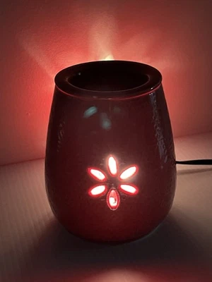 Calentador de aroma eléctrico de cerámica malva para derretir cera lámpara de luz nocturna flor margarita boho Foto 1 de 4