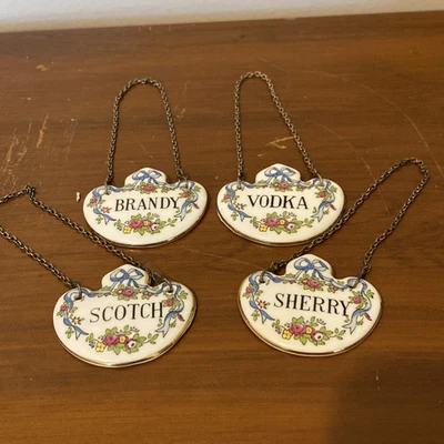Coalport 复古皇冠精美骨瓷装饰醒酒器标签 4 件套 — 第 1/4 张图片