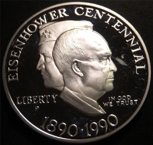 1990-P Silver Proof Eisenhower Centennial Commemorative Dollar - Silver Proof - Picture 1 of 1