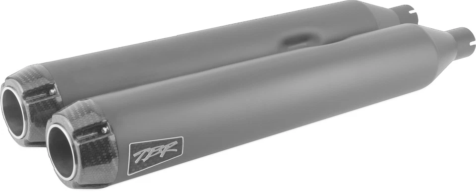 Comp-S Black Slip On Exhaust Mufflers w/ Carbon Fiber Caps TBR. 005-4550499D-B - Image 1 of 2